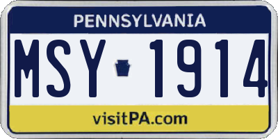 PA license plate MSY1914
