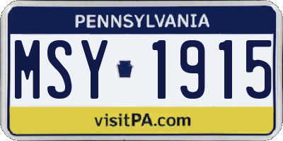 PA license plate MSY1915