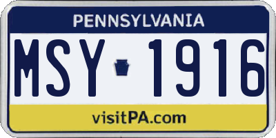 PA license plate MSY1916