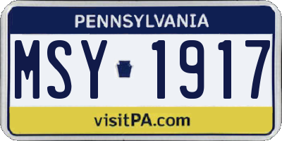 PA license plate MSY1917