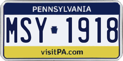 PA license plate MSY1918