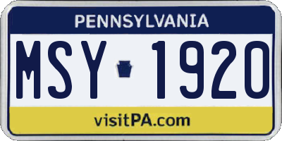 PA license plate MSY1920