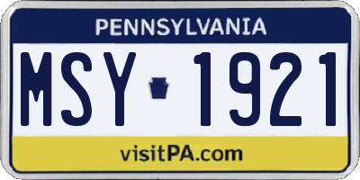 PA license plate MSY1921