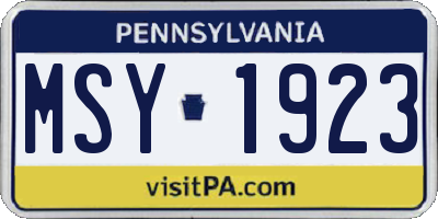 PA license plate MSY1923