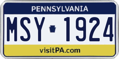 PA license plate MSY1924