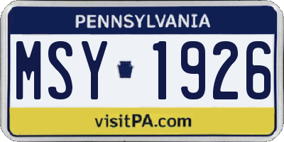 PA license plate MSY1926