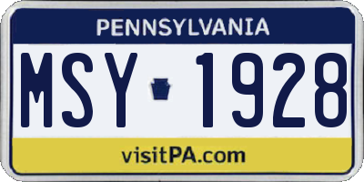PA license plate MSY1928