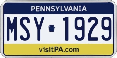 PA license plate MSY1929