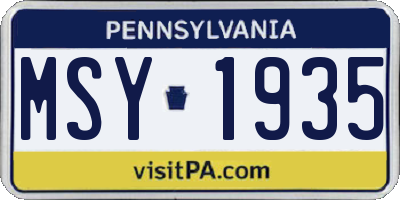 PA license plate MSY1935