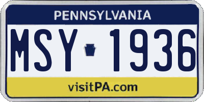 PA license plate MSY1936