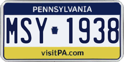 PA license plate MSY1938