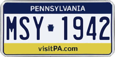 PA license plate MSY1942