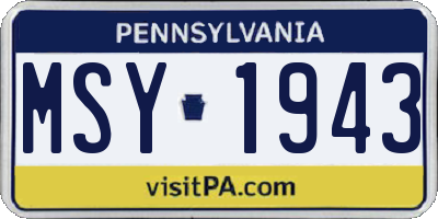 PA license plate MSY1943