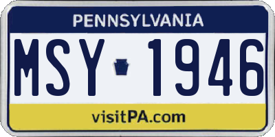 PA license plate MSY1946