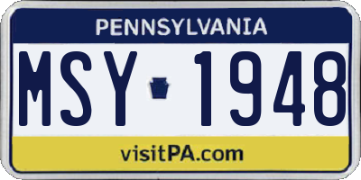 PA license plate MSY1948