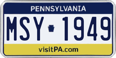 PA license plate MSY1949