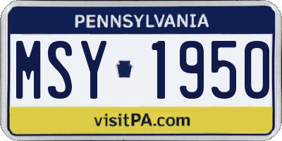 PA license plate MSY1950