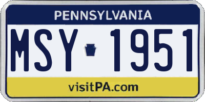 PA license plate MSY1951