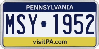 PA license plate MSY1952
