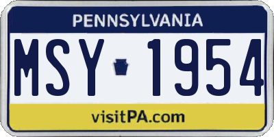 PA license plate MSY1954