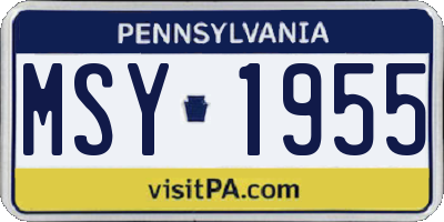 PA license plate MSY1955