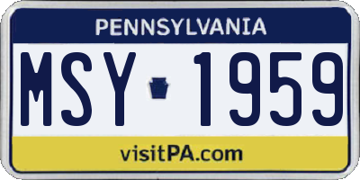 PA license plate MSY1959