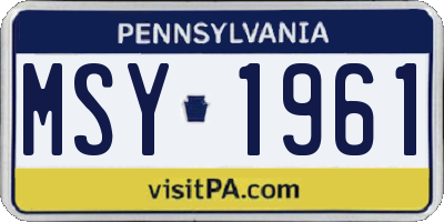 PA license plate MSY1961
