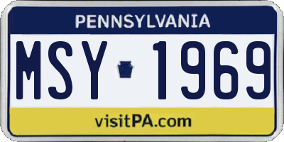 PA license plate MSY1969