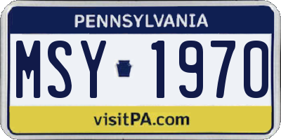 PA license plate MSY1970