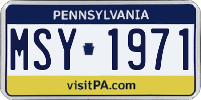 PA license plate MSY1971