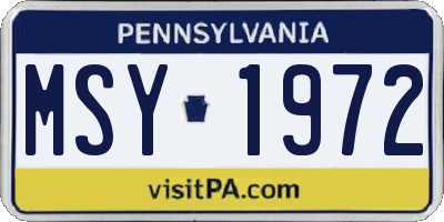 PA license plate MSY1972
