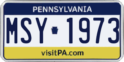 PA license plate MSY1973