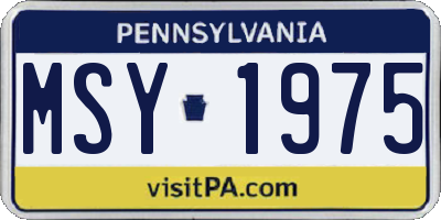 PA license plate MSY1975