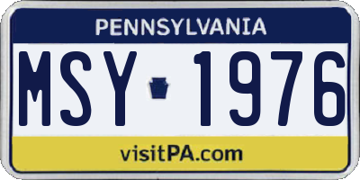 PA license plate MSY1976