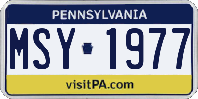 PA license plate MSY1977