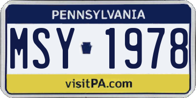 PA license plate MSY1978
