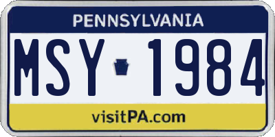 PA license plate MSY1984