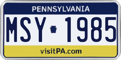 PA license plate MSY1985