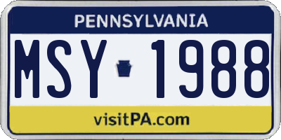 PA license plate MSY1988