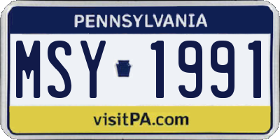 PA license plate MSY1991