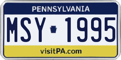 PA license plate MSY1995