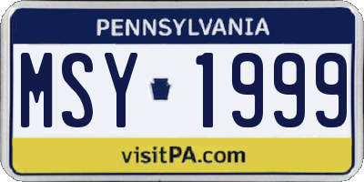 PA license plate MSY1999