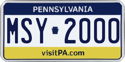 PA license plate MSY2000