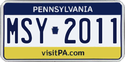 PA license plate MSY2011