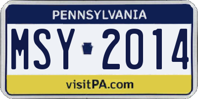 PA license plate MSY2014