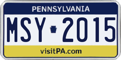 PA license plate MSY2015