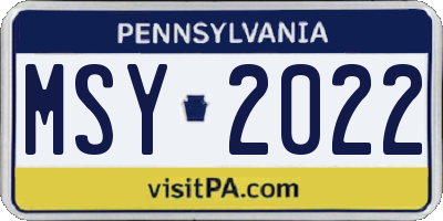 PA license plate MSY2022