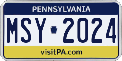 PA license plate MSY2024