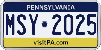PA license plate MSY2025