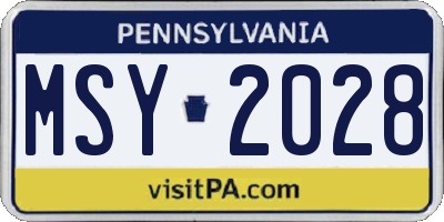 PA license plate MSY2028